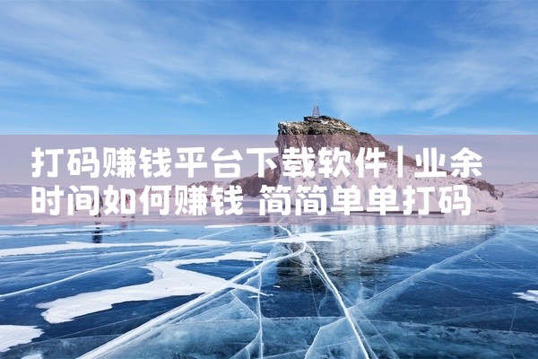 打码赚钱平台下载软件